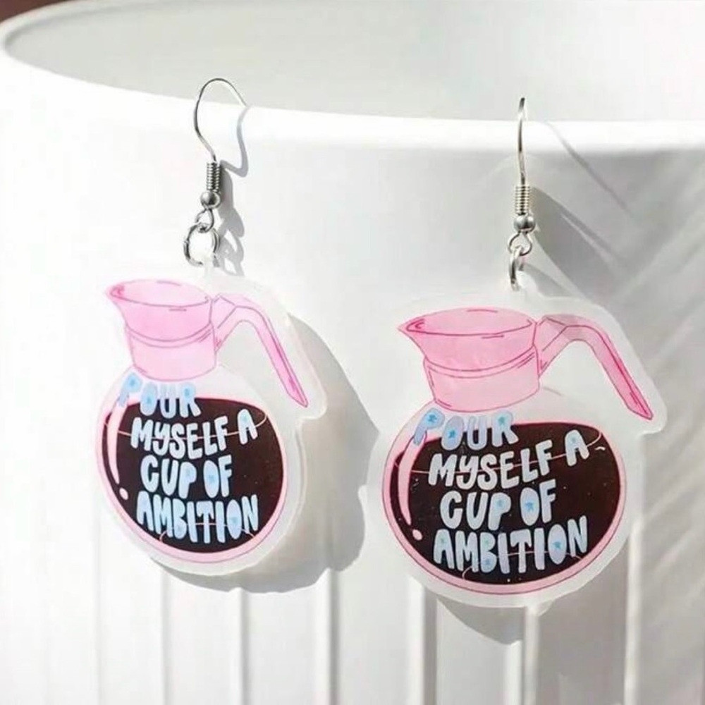 Cup of Ambition Coffee Pot Earrings